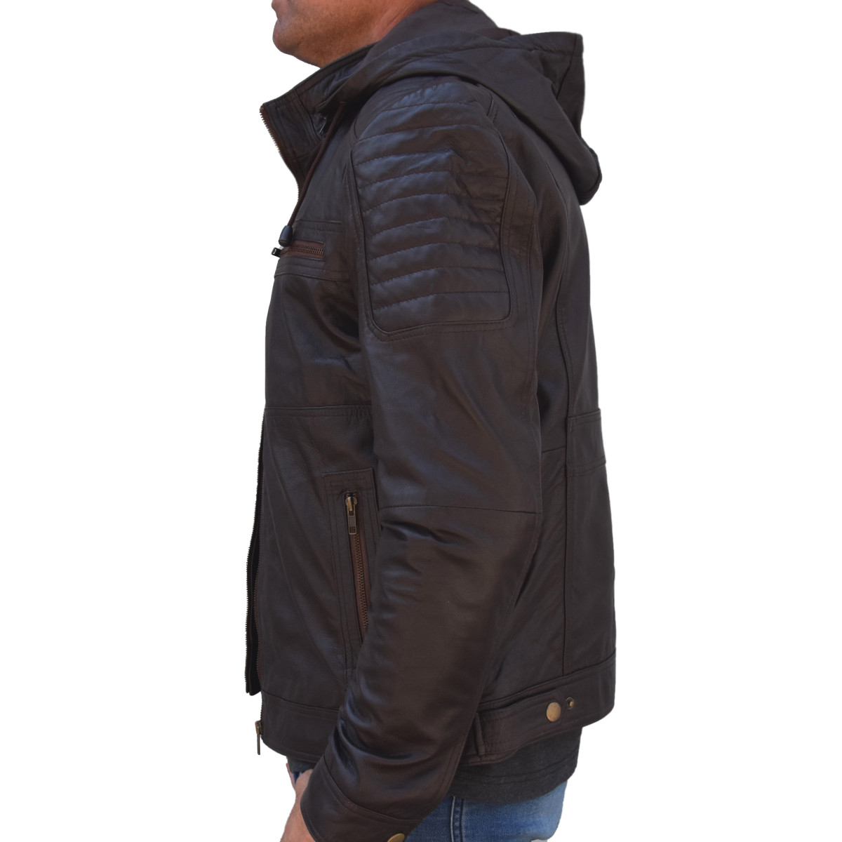 Brown leather jacket Mela-2 Gerome