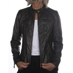 Black Leather Jacket Cristina GEROME