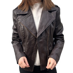 Dark Brown Leather Jacket Rehana GEROME