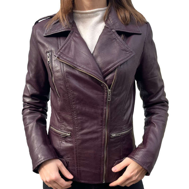Purple Leather Jacket Rehana GEROME