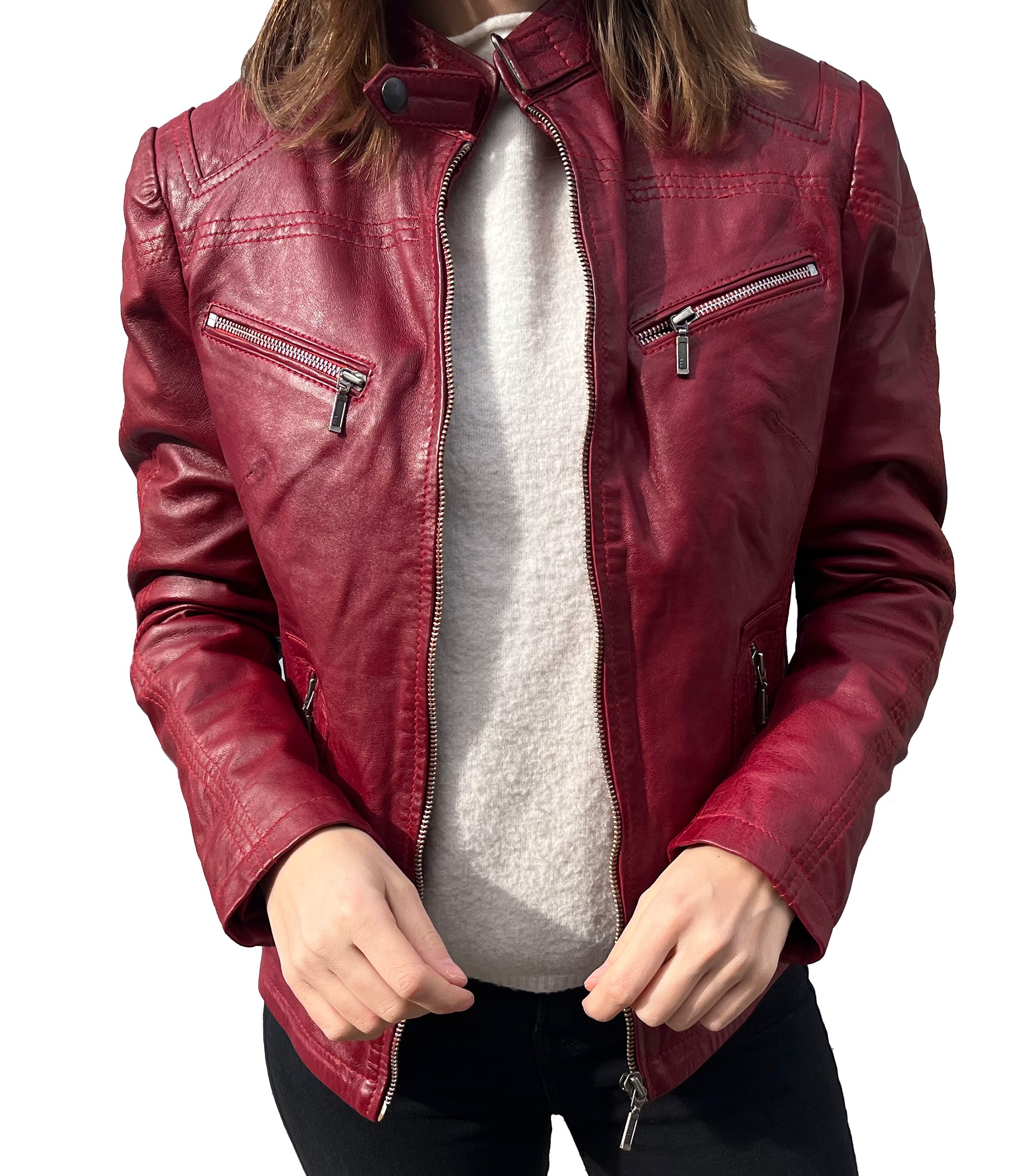 Red Leather Jacket Woman 2131 | GEROME ®