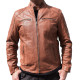 Cognac Leather Jacket Quim GEROME