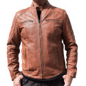 Cognac Leather Jacket Quim GEROME