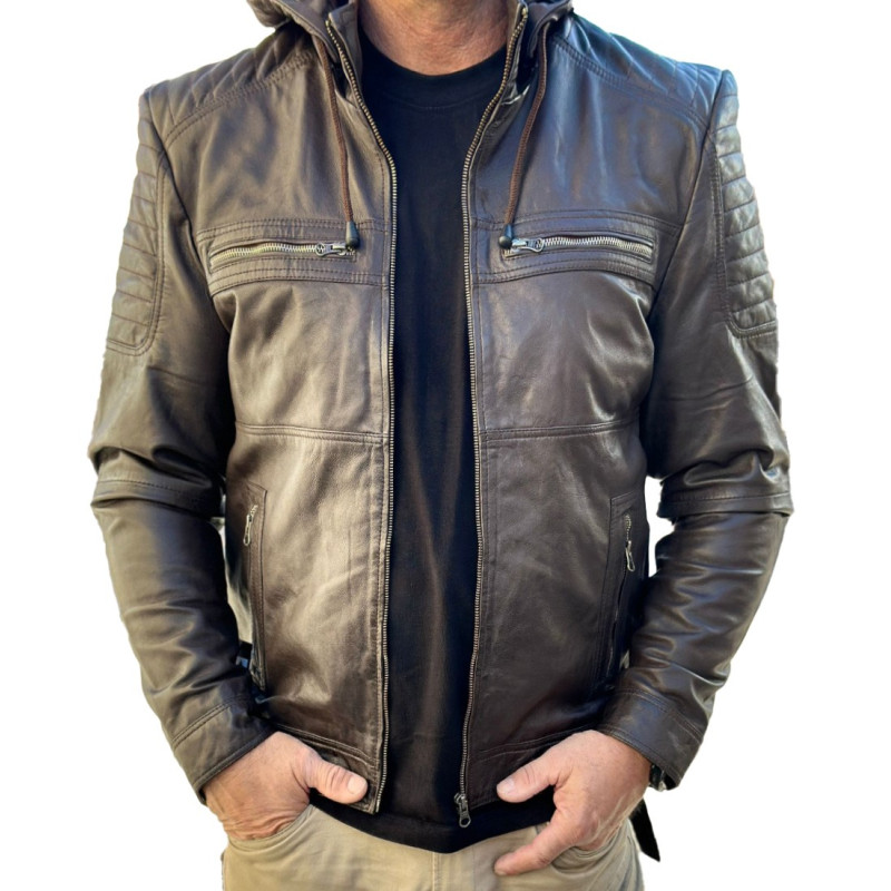 Dark Brown leather jacket Mela-2 Gerome