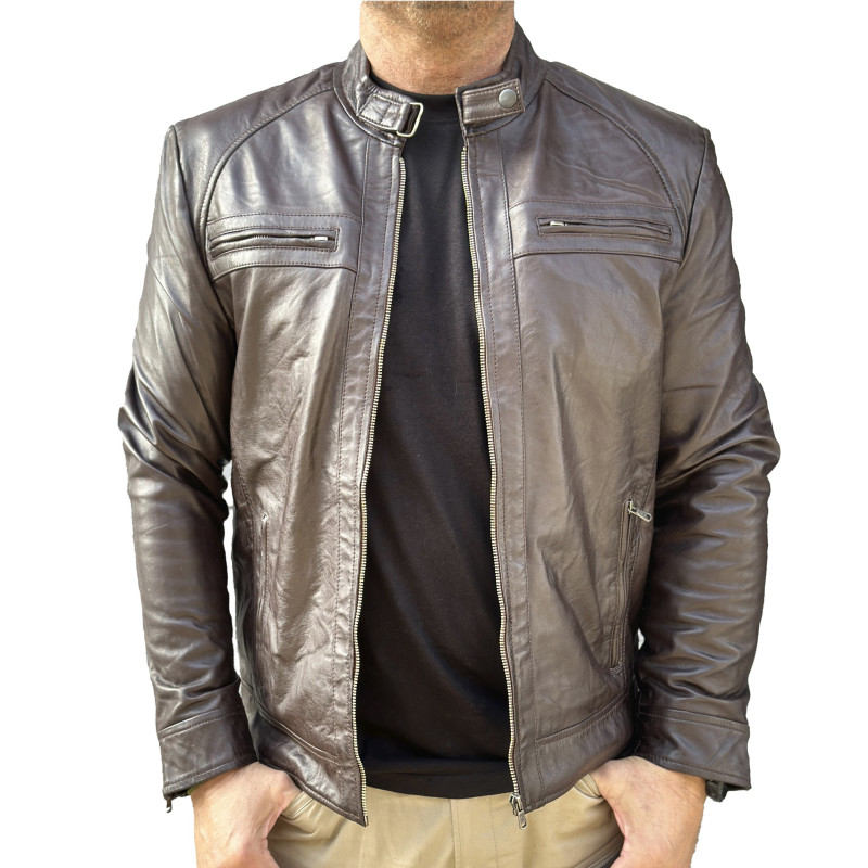 Brown leather jacket AM-105 Gerome