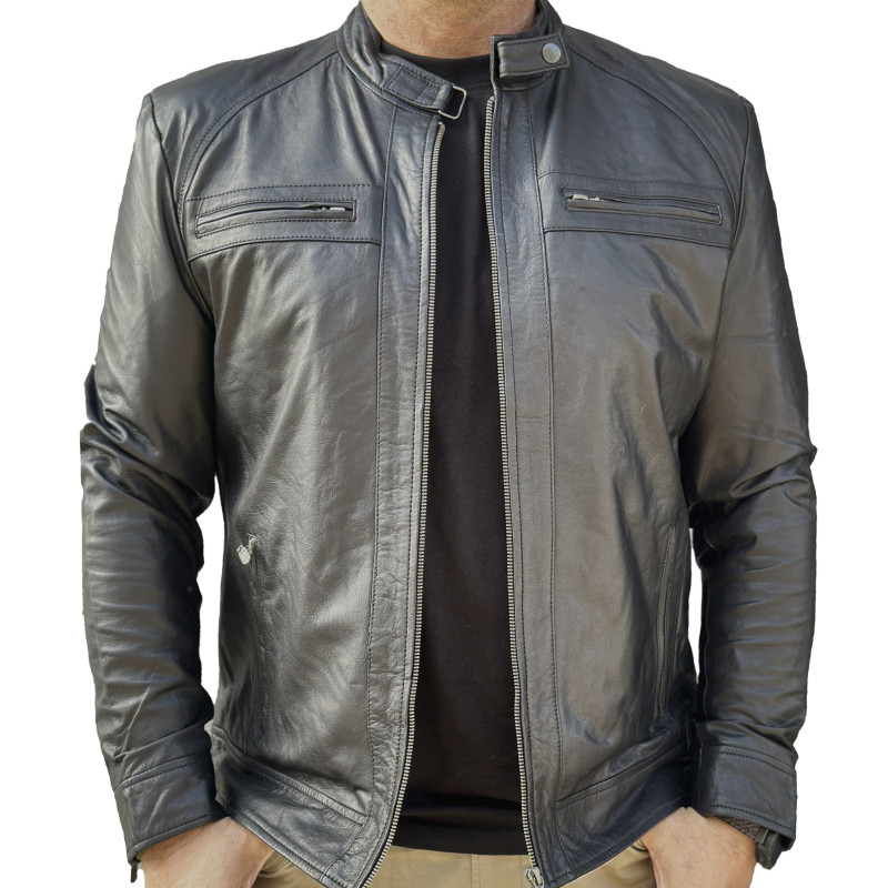 Black leather jacket AM-105 Gerome