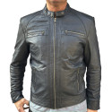 Blue leather jacket AM-105 Gerome