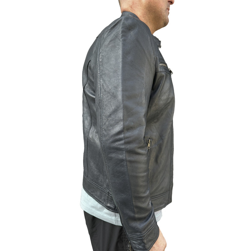 Blue leather jacket AM-105 Gerome
