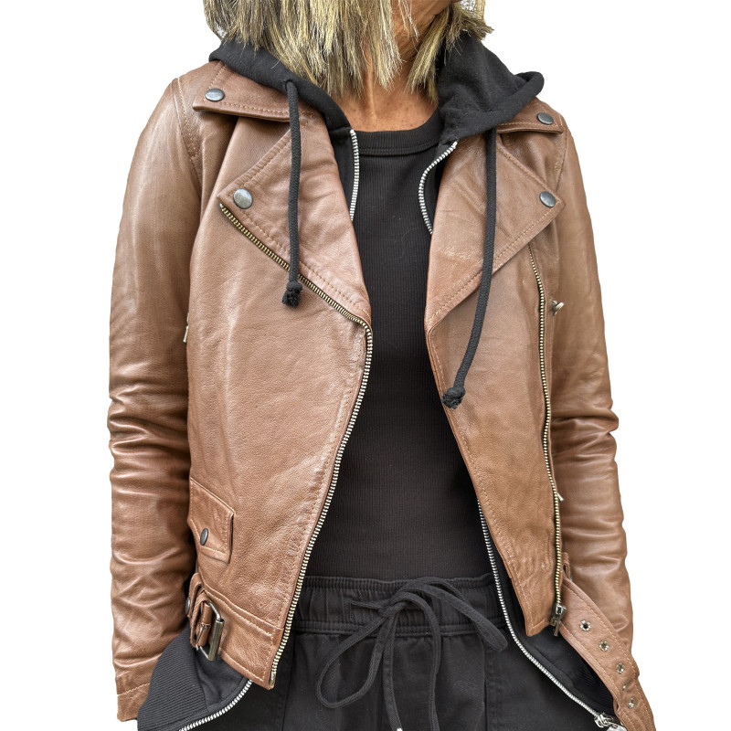 Brown Leather Jacket AM-219 GEROME