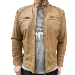 Cognac leather jacket AM-105 Gerome