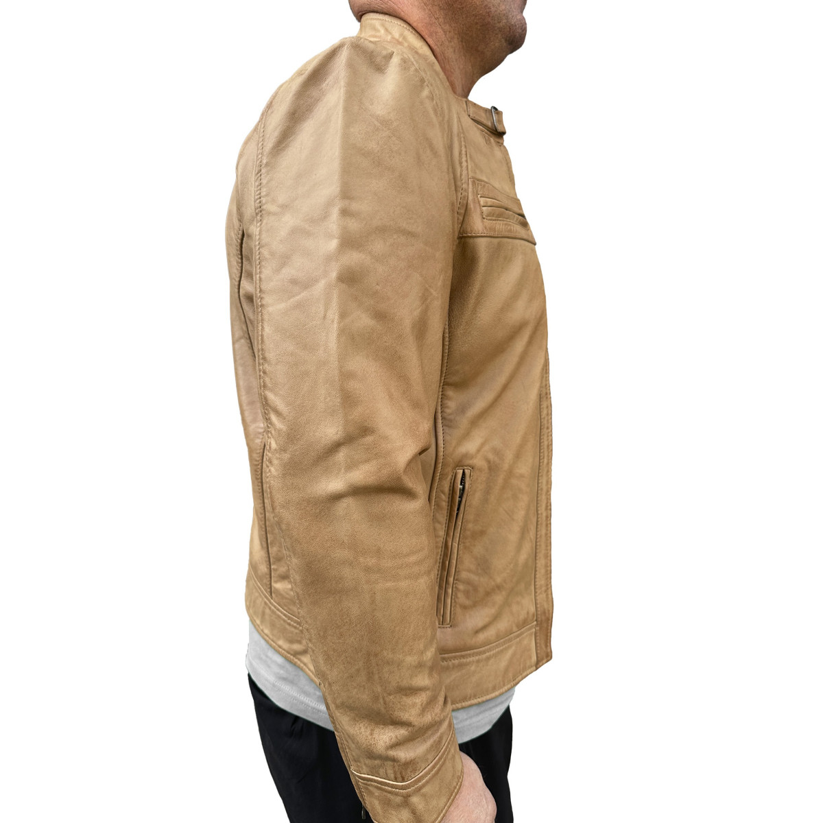 Dark Cognac leather jacket AM-105 Gerome